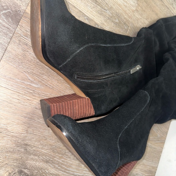 Splendid Womens Boots Solid Black Size 6 Suede Block Heel Knee High - Picture 3 of 14